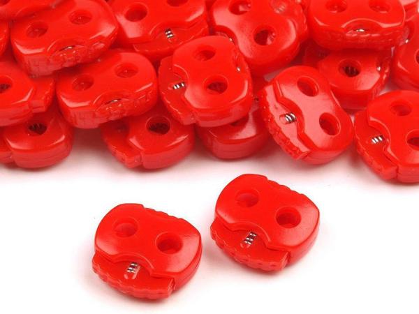 Kordelstopper mit 2 Löchern 15x15mm Rot